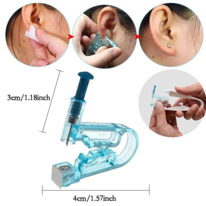 Amazon.com: Professional Ear Piercing Gun Kit Reusable for Body Nose Lip  Piercing with 16 Pairs Hypoallergenic Earrings (6 Pairs Sterling Silver  Stud Earrings 18K Yellow Gold Plated+10 Pairs Gun Stud Earrings) :
